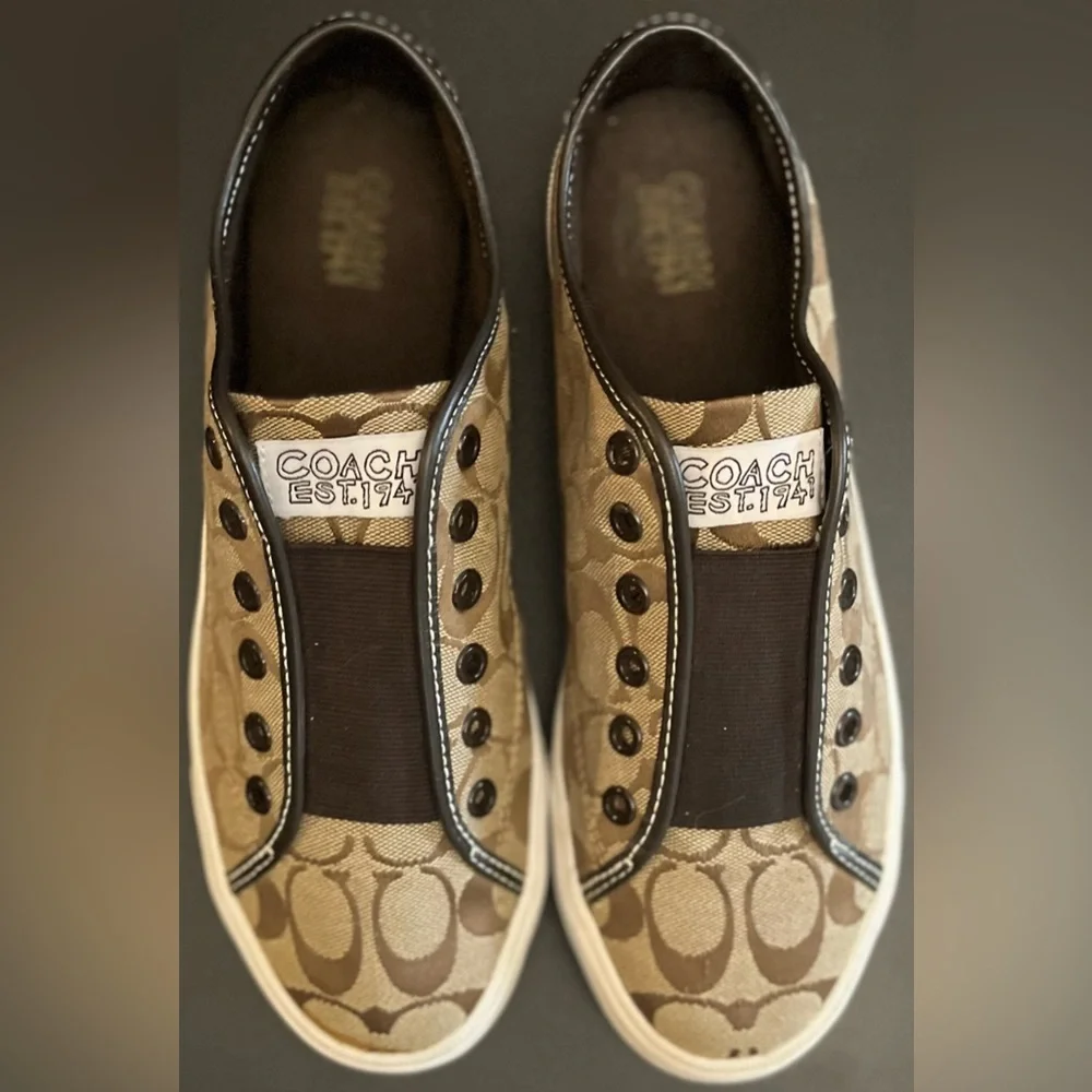 Coach Vintage Slip-On Sneakers with Signature Pattern - Picture 5 of 7